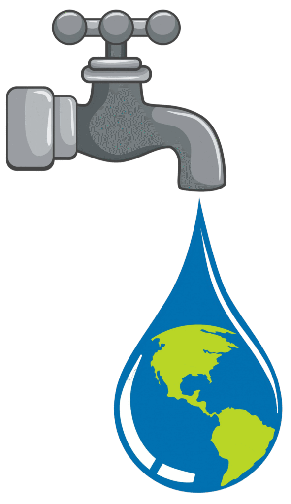 world droplet coming from tap concept